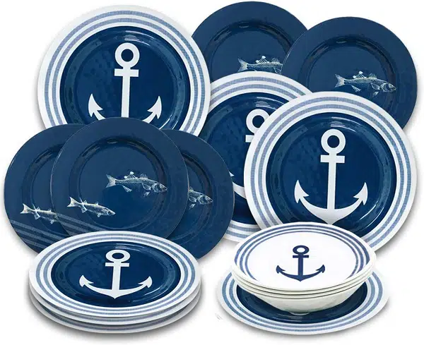Navy themed dinnerware set