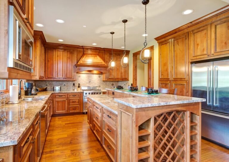 Knotty Alder Kitchen Cabinets With Wine Rack preview
