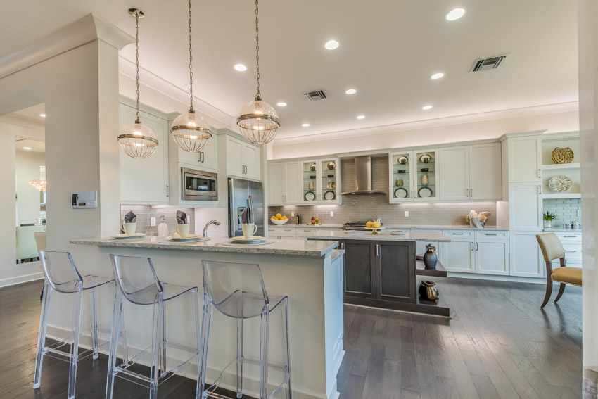 Kitchen with acrylic stools