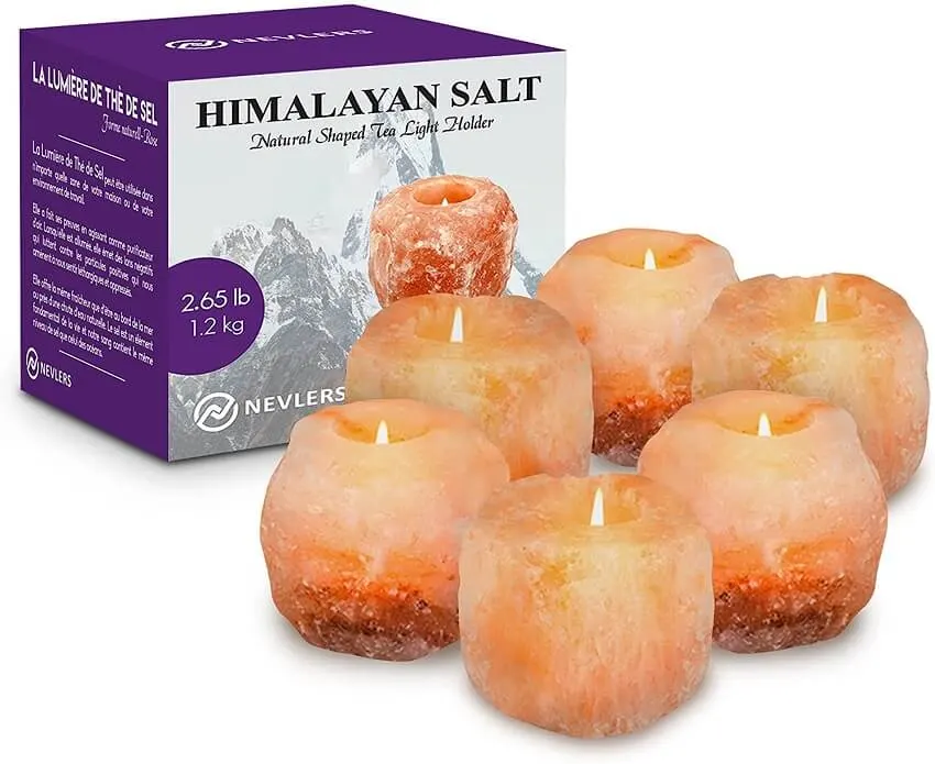 Natural handcrafted himalayan salt tealight candle holders