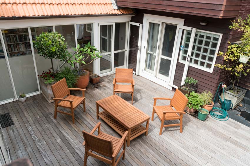 White door and wood table set