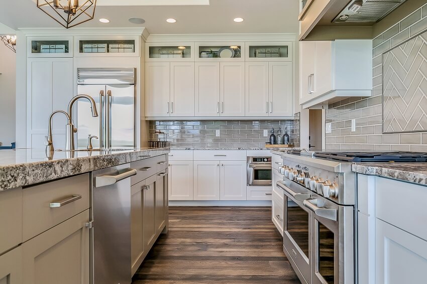 A wonderful kitchen with stainless steel appliances and full overlay shaker cabinets