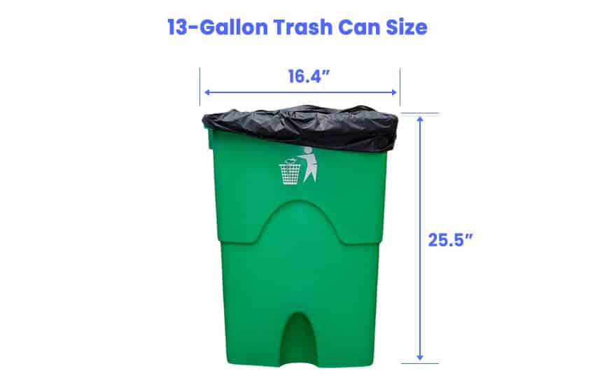 13 gallon trash can size