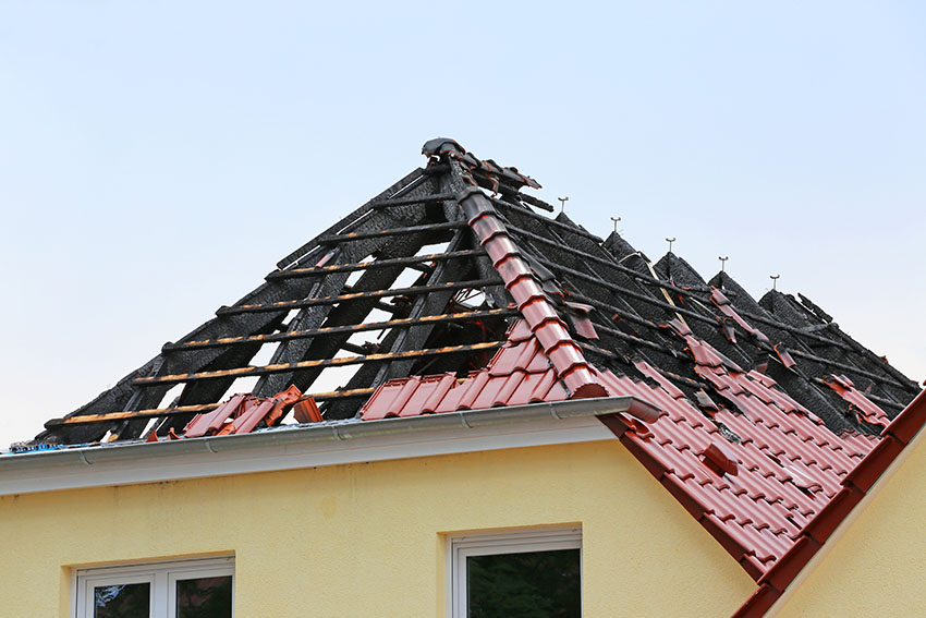 Fire damage to roof