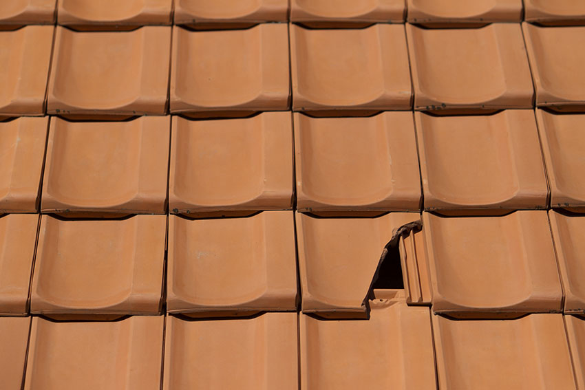 Roof tiles with damage
