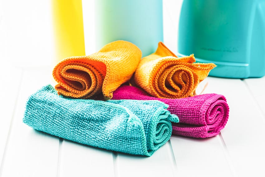 Colorful towels used to dry dishes