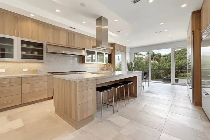 Contemporary Kitchen With Tile Floors Light Color Cabinets A1 .webp