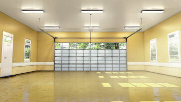 Drive through garage with polished floors