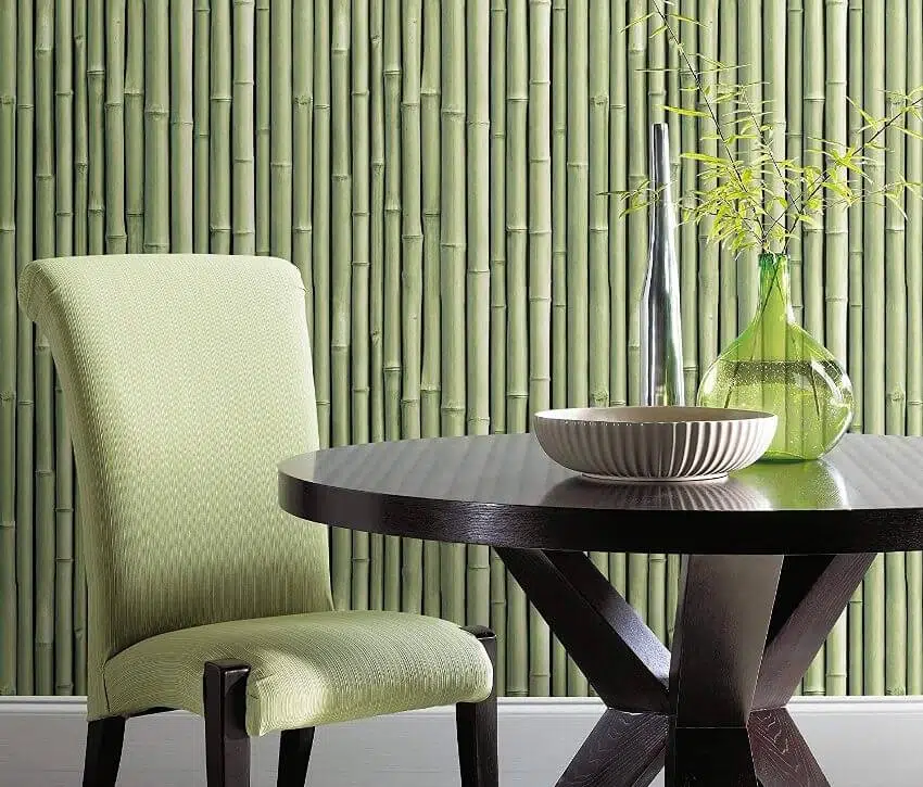 Green bamboo peel and stick wallpaper
