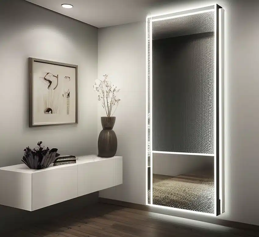 Wall mirror with LED backlights