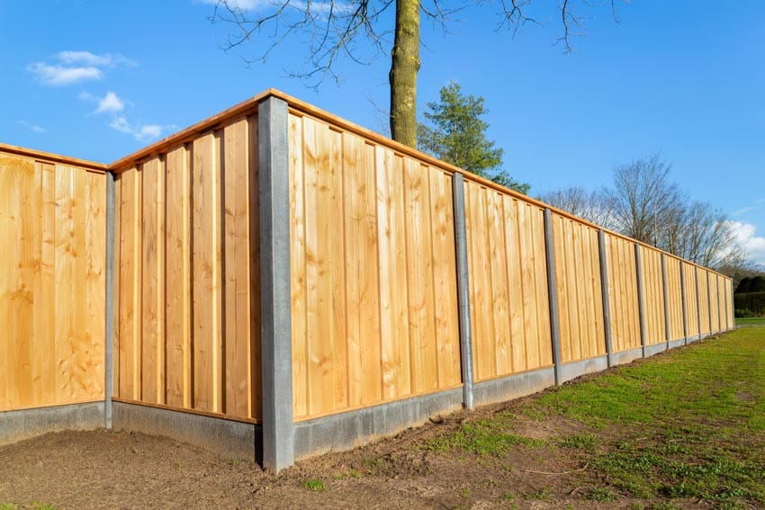 Outdoor area with cedar wood board on board fence