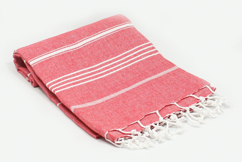 Red and white Turkish towel