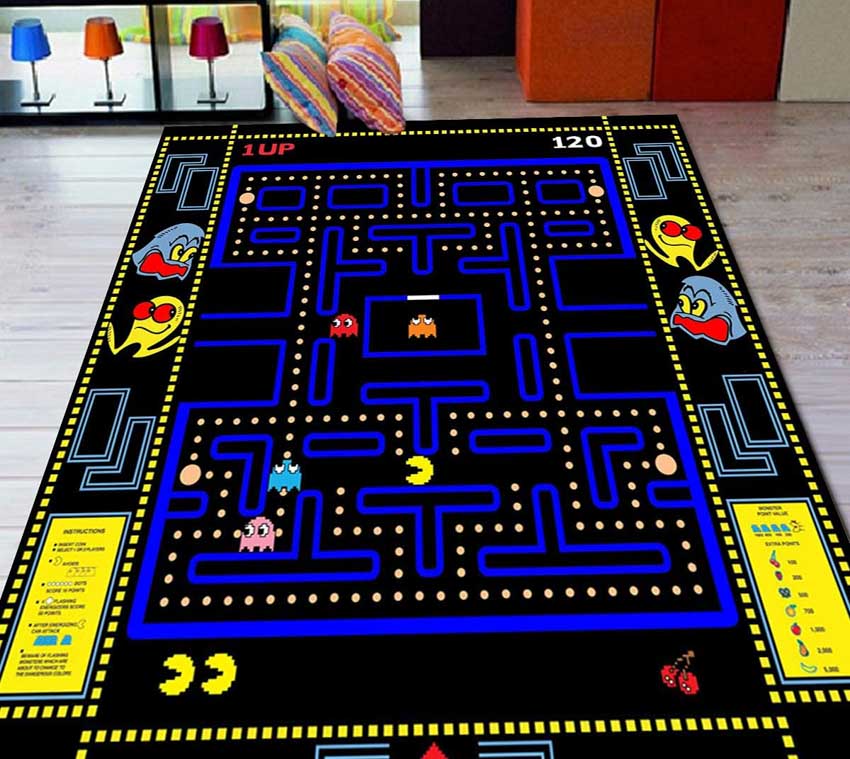 Retro carpet floor for gaming rooms