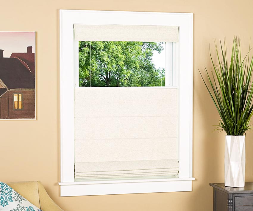 Top down bottom up shade and window with white trim