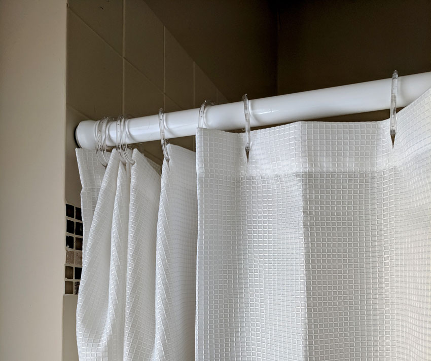 Waffle weave shower curtain for bathrooms