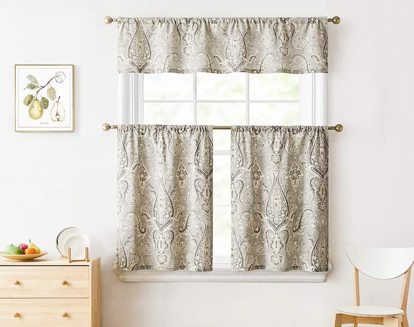 3 tier curtain set for kitchens and living rooms