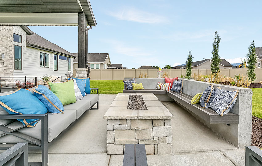 Concrete patio with firepit