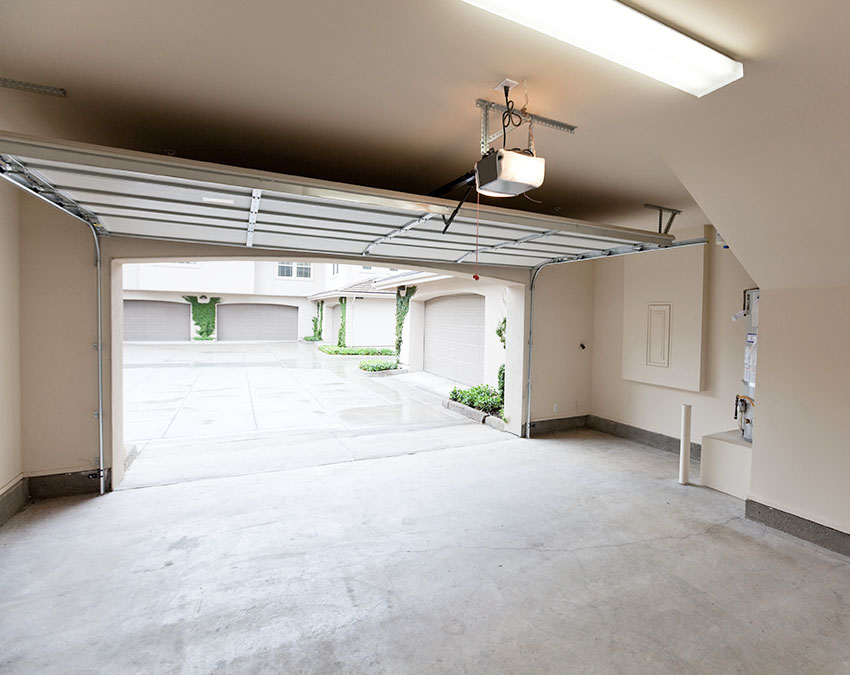 Garage with ceiling mount garage door opener