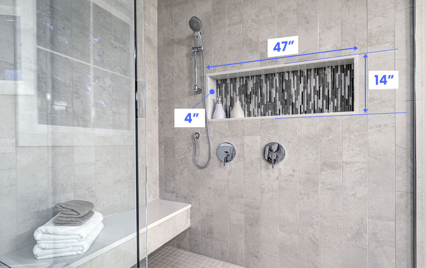 Horizontal shower niche size