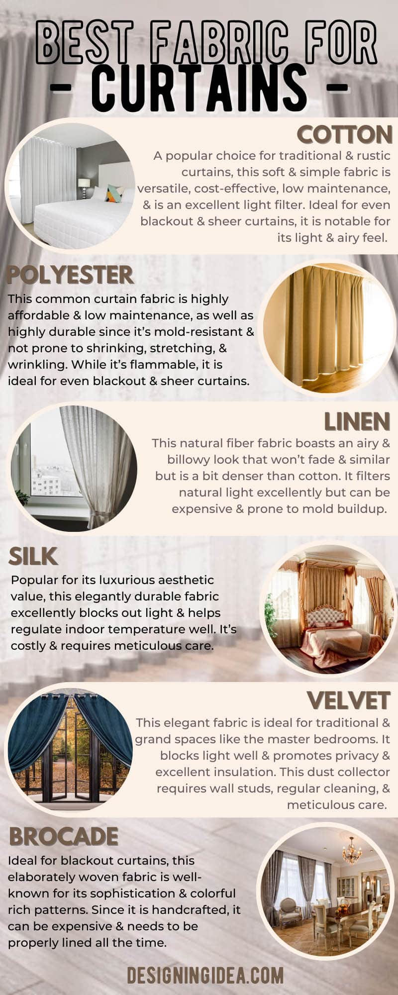 Best fabric for curtains infographic