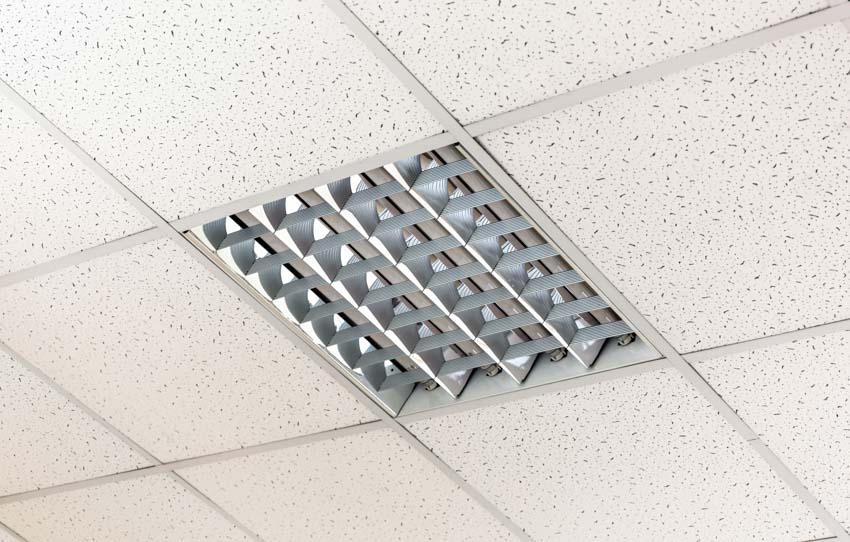 Ceiling with acoustic mineral fiber board