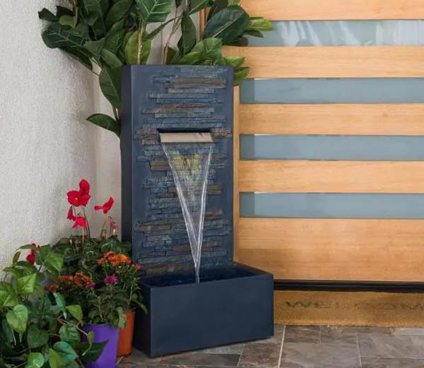 Freestanding stone fountain with led lighting