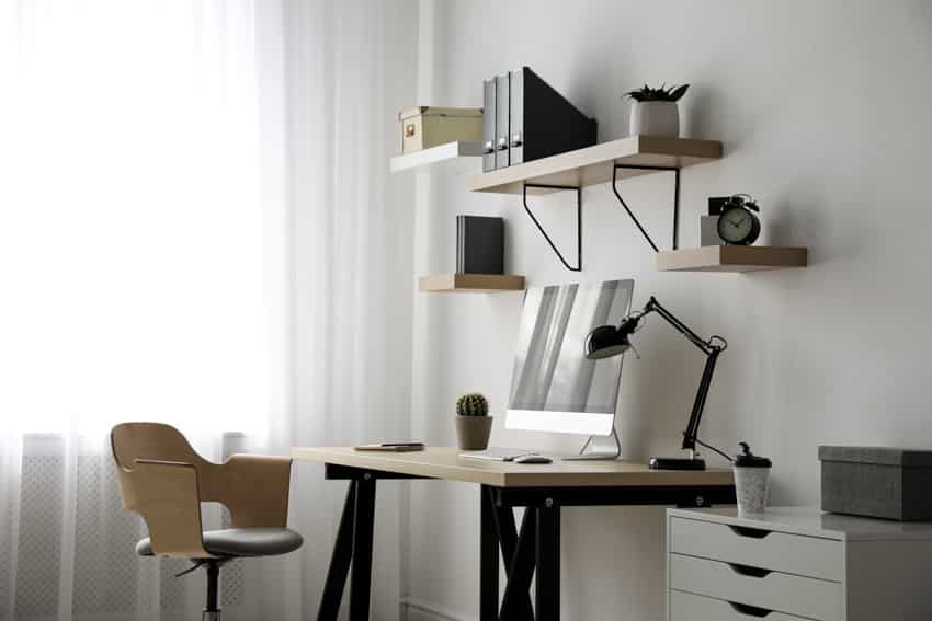 Home office with shelves
