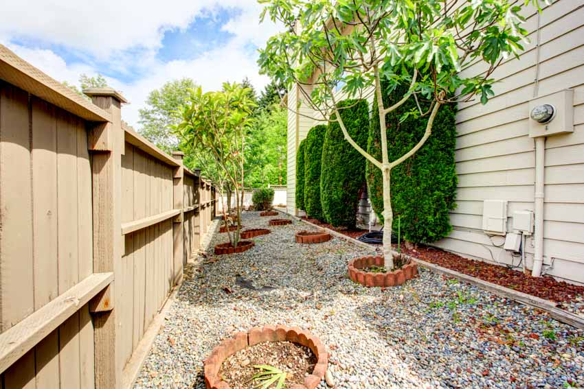 Backyard with border around plants