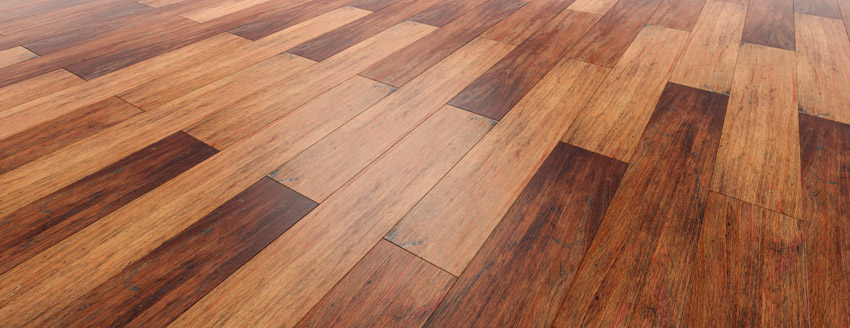 Interior floor made of teak wood planks