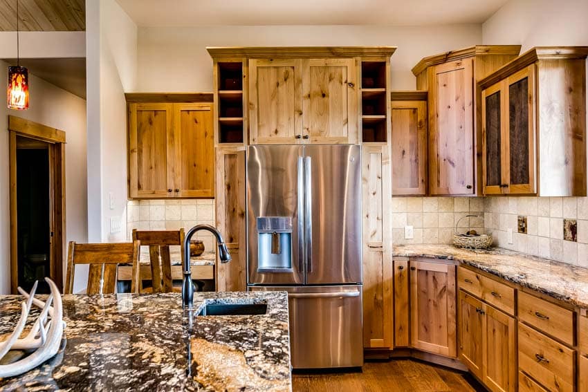 Kitchen with rustic hickory cabinets