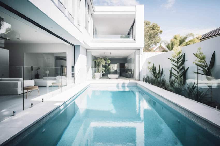 Luxury home pool with white plaster finish
