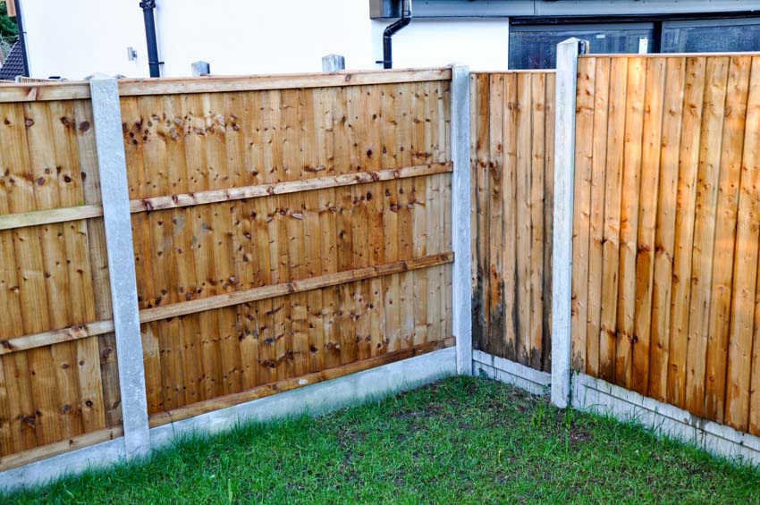 Cedar fencing with white base