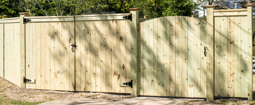 Residential exterior area with fence and gate