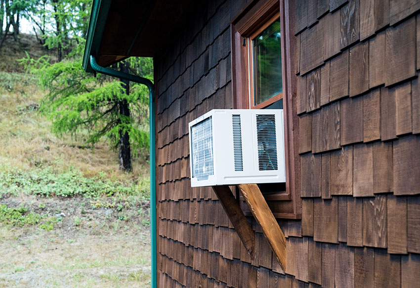 Casement window air conditioner wood clapboard sidings