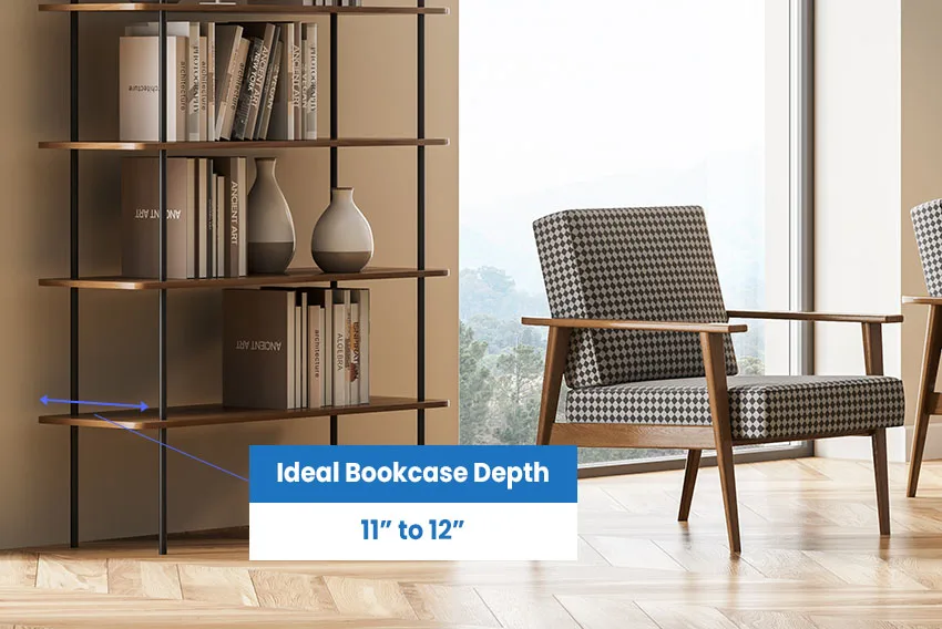 How deep should a bookcase be