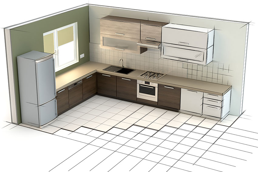 Isometric outdoor kitchen plan