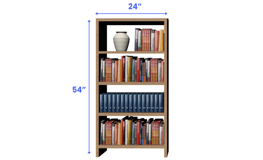 Library bookshelf dimensions