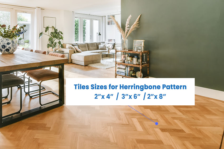 Tile sizes for herringbone pattern