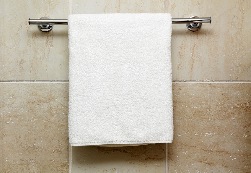 Towel holder with bath towel