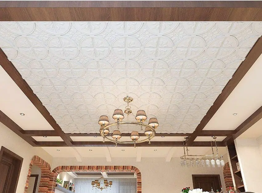 Art3d drop ceiling wallpaper with chandelier