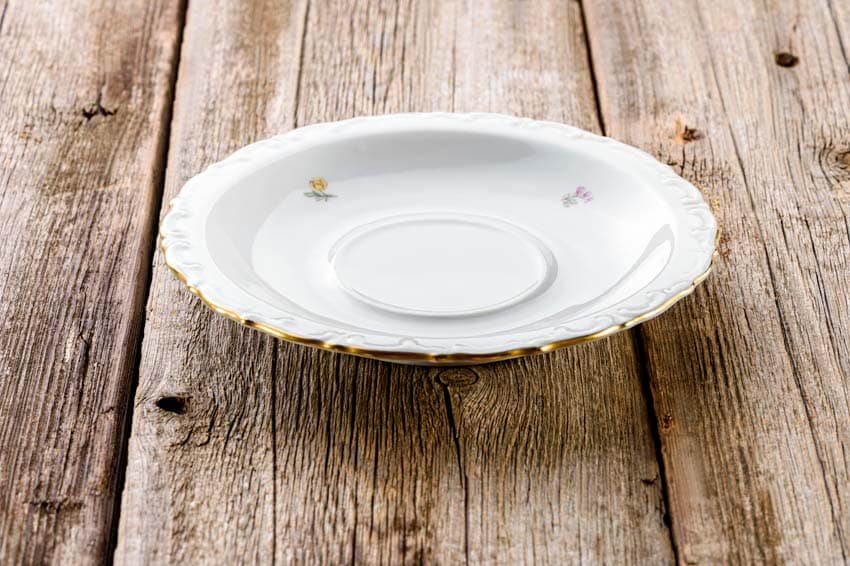 Beautiful white saucer plate with gold lining