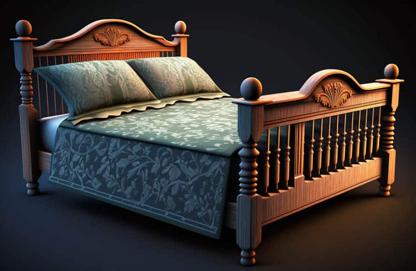 Bed with spindle footboard
