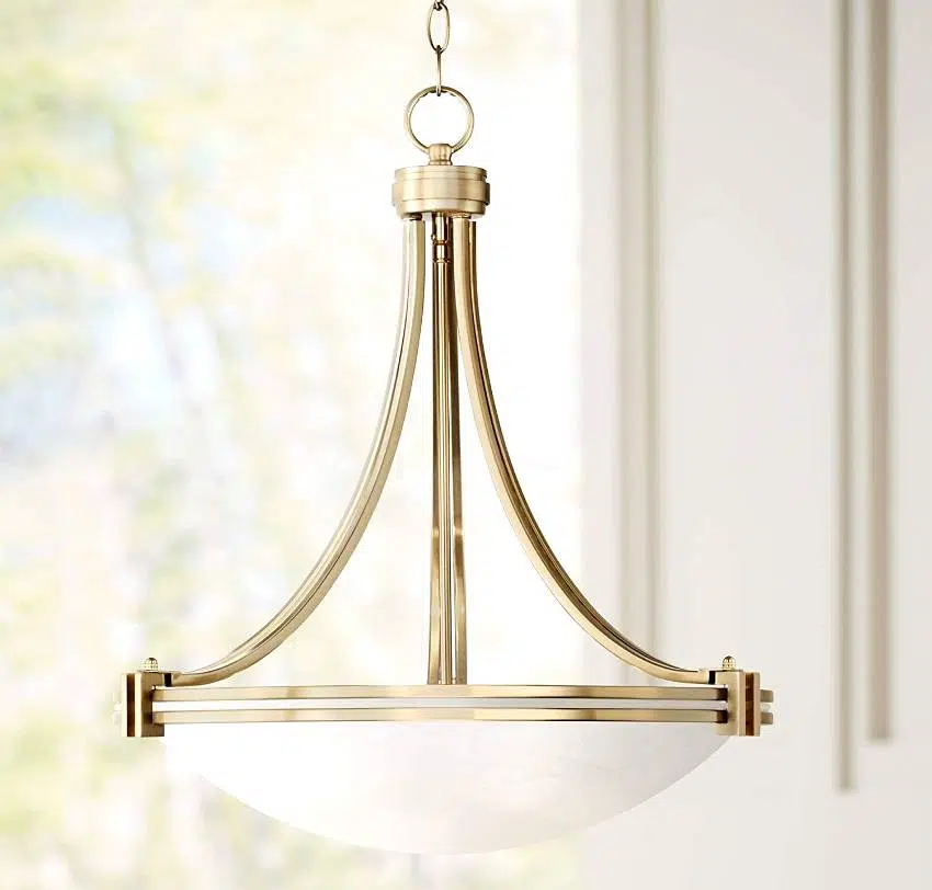 Deco warm brass gold bowl chandelier