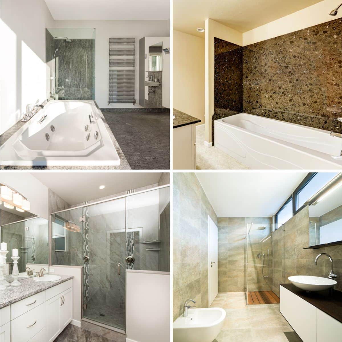 different shower designs with granite walls