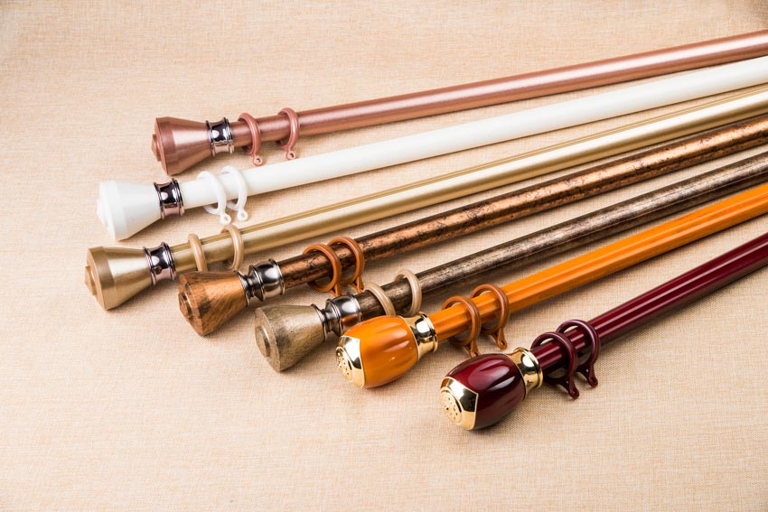 Different types and materials of curtain rods