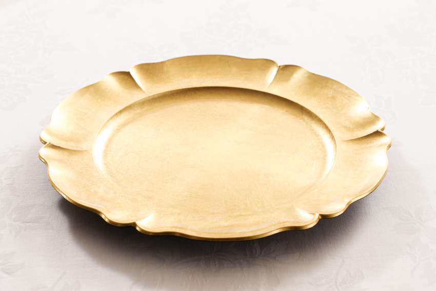 Golden charger plate for dining rooms