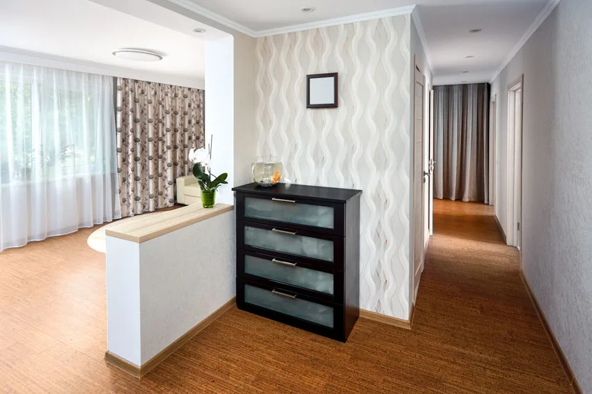 Interiors with cork plank flooring