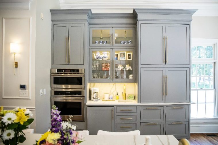 Inset Kitchen Cabinets Door Styles Pros And Cons   Kitchen With Custom Made Gray Inset Cabinets With Built In Oven And Other Decors Is 758x506 