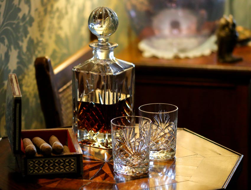 Decanter, glasses and tobacco