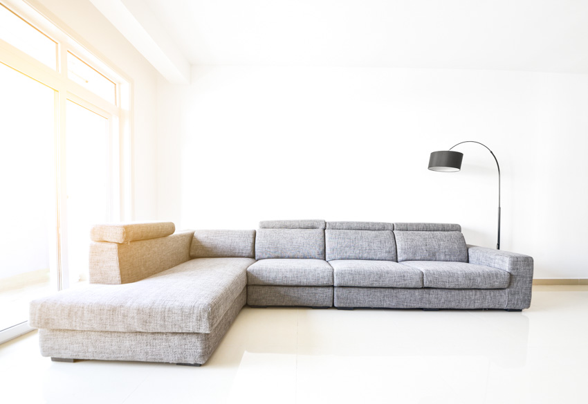 minimalist room with corner sofa